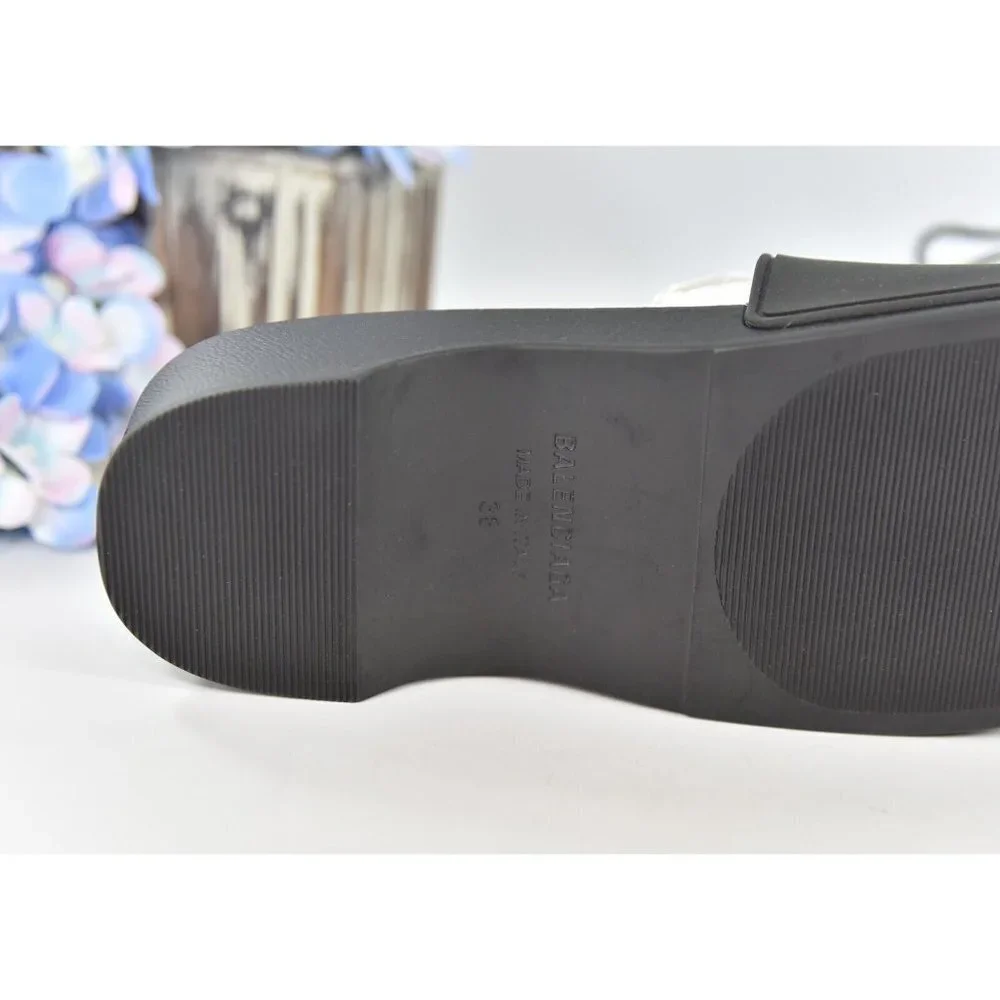 Balenciaga BB Black Rubber Wedge Slide Sandals Size 38 NIB - Picture 9 of 10